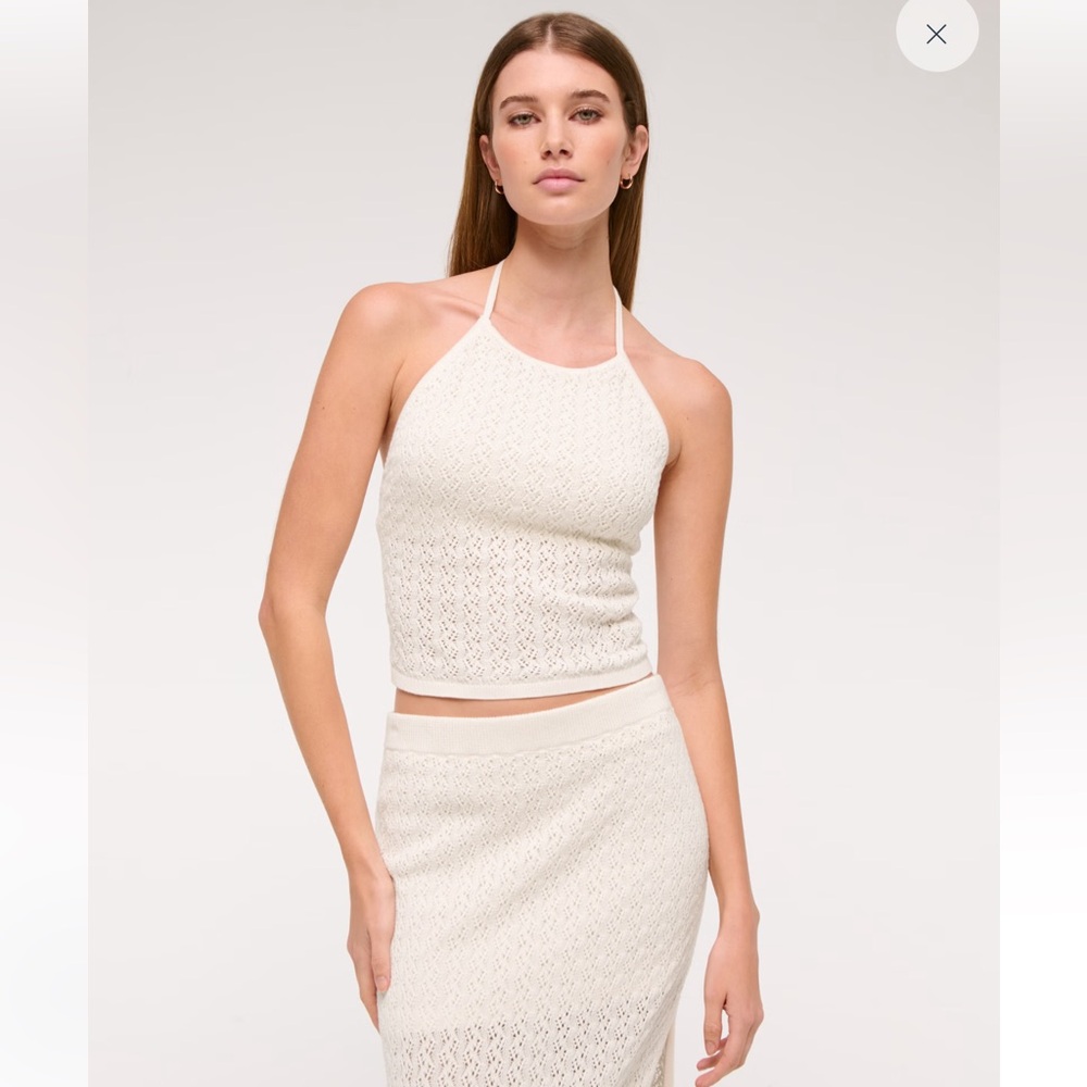 Abercrombie & Fitch Crochet-Style Open Back Tank Knit Top